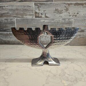 Hammered Aluminum Dreidel Design Menorah